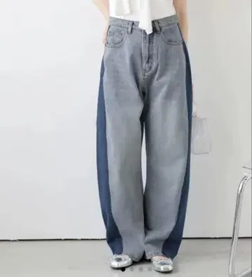 라이트 블루 사이드 패널 데님 팬츠 M