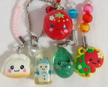 눈사람 딸기 교자 물방울 사과 복권 끈 마스코트 레트로