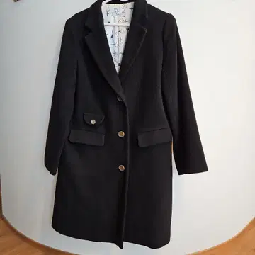 POU DOU DOU 블랙 체스터 코트