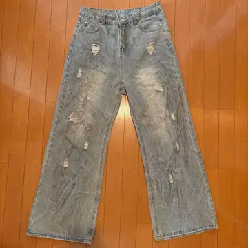 스트레이트 데님 데미지 가공