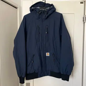 Cahartt 네이비 나일론 자켓 후드 부착