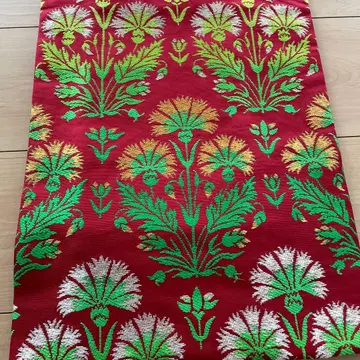 타츠무라 나고야 오비 빨간색 꽃무늬 자수 허리띠 세트