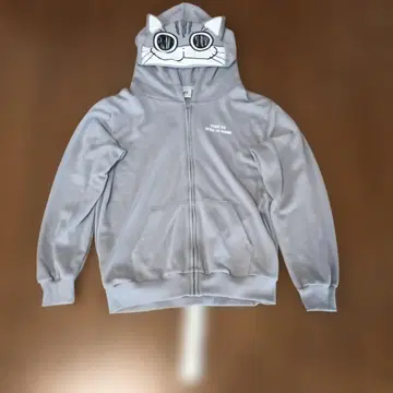 밤은 고양이와 함께 후드 부착 후드티 M 그레이