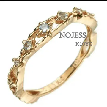 K10 YG 아쿠아 마린 다이아 시스루 반지