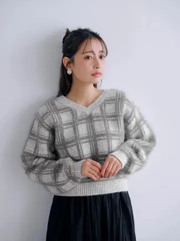 페더 체크 2way 가디건 COHINA