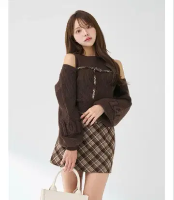 다리치 도킹 미들 허리 니트 미니 원피스 새상품