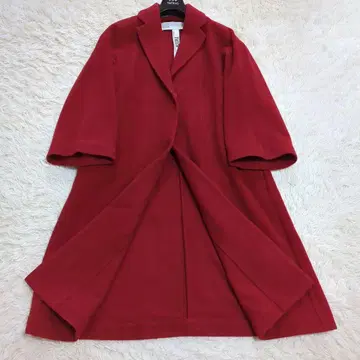 극미품 38 TICCA 레어 색상 새빨간 울 가운 체스터 코트