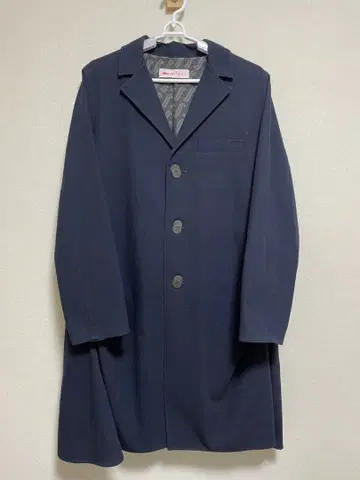 네이비 체스터 코트 싱글 버튼