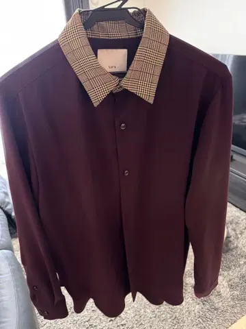 [ 새상품급 ] Lui's 셔츠 체크 무늬 옷깃 보라색