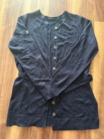 네이비 긴팔 가디건 허리 벨트 포함