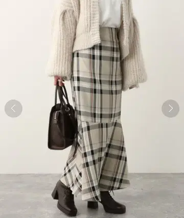 Heather 체크 무늬 머메이드 스커트 M