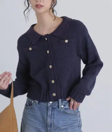 FREE S MART 미니브 트위드 라이크 니트 가디건