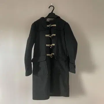 다크 그레이 더플 코트 후드 부착 무인양품