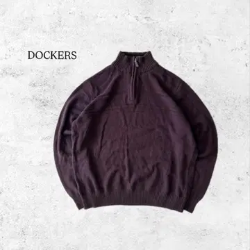 90s DOCKERS 하프 지퍼 코튼 니트 브라운 계열  스웨터 L