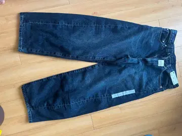 다크 블루 와이드 레그 데님 팬츠