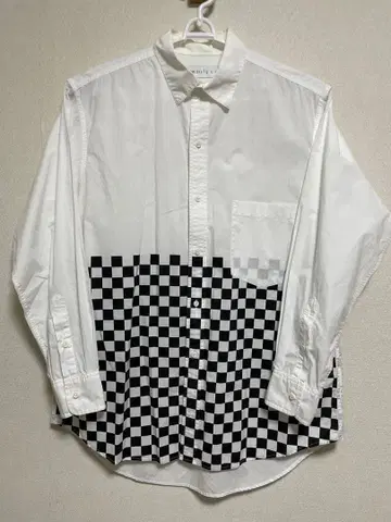 민트 디자인 버튼 다운 셔츠 화이트 블랙 체크