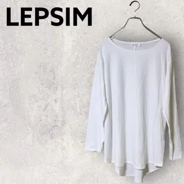 여성용 LEPSIM 롱T 화이트 사이드 슬릿 라운드 헴