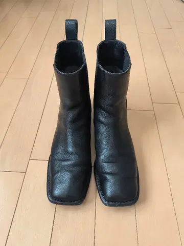 SHISEI 블랙 가죽 사이드 고어 부츠 25cm