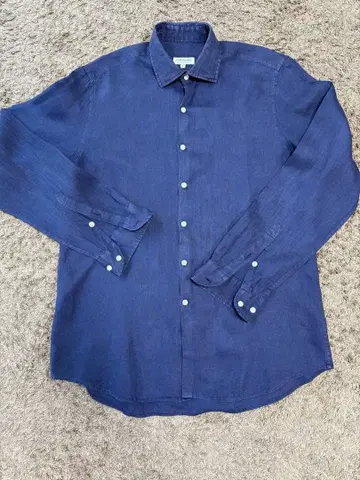 BARNEYS NY / Piattelli 네이비 린넨 긴팔 셔츠