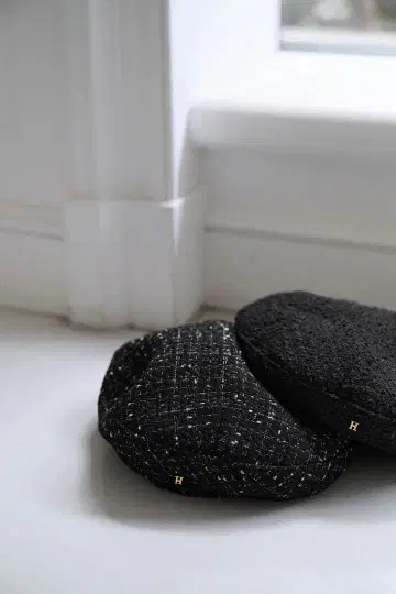 트위드 베레모 블랙 x 화이트