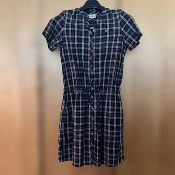 LACOSTE 체크 무늬 반팔 원피스 40
