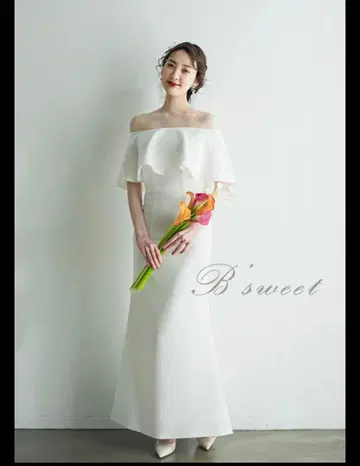 B'sweet 오프숄더 웨딩 드레스 화이트 L 사이즈