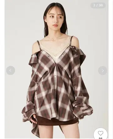 FRAY I.D 옴브레 라메 체크 아지메 셔츠