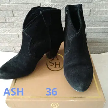 ASH 블랙 스웨이드 부츠 부티 36