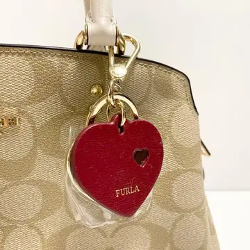 FURLA 키링 하트형 골드 레드 새상품