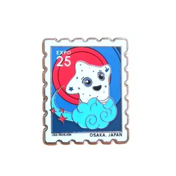 오사카 간사이 만박 미국관 스파크 핀 배지 우표풍