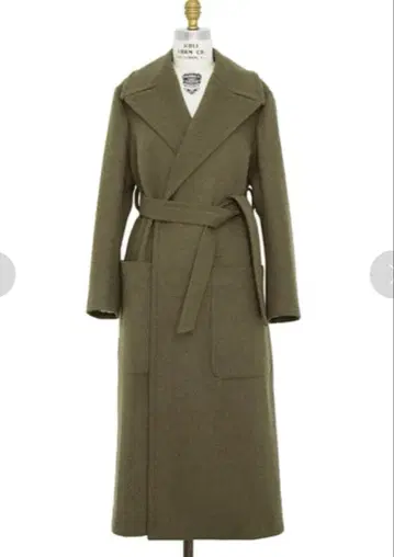 드로어 벨트 롱 코트 36 올리브 그린 카키