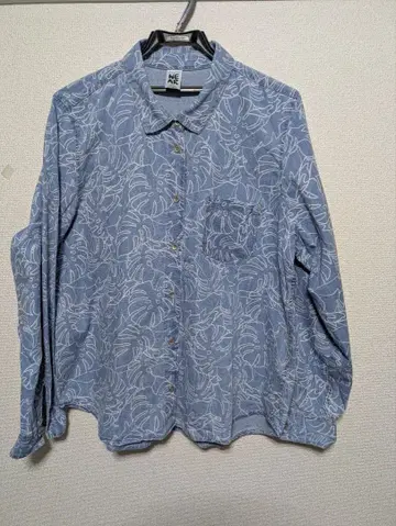 정품 ZUMBA 줌바 데님 셔츠 L 사이즈 몬스테라 패턴