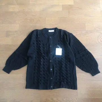 일본제 마 혼방 린넨 혼방 시스루 니트 블랙 가디건 F