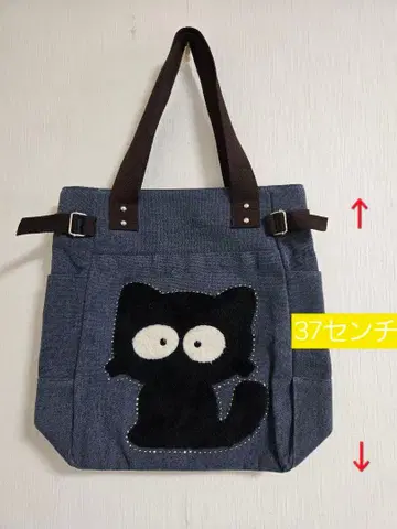 고양이 모티브 토트백 37cm