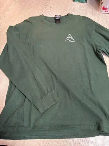 HUF XL 올리브 그린 롱 슬리브 긴팔 티셔츠