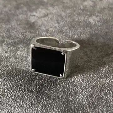 멕시칸 주얼리 실버 925 시그넷 반지 오닉스풍 핑키