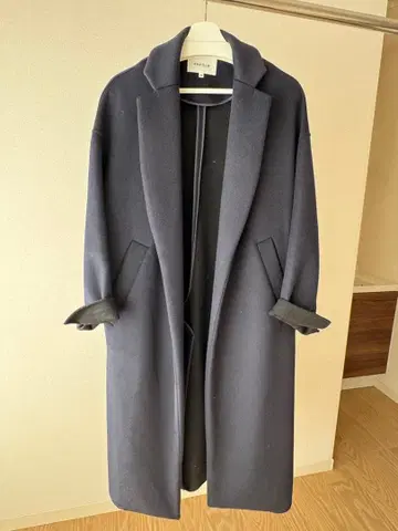 네이비 체스터 코트 롱