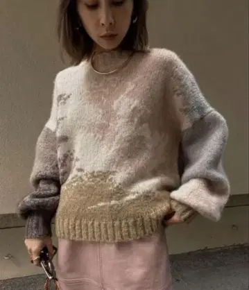 AMERI VINTAGE 아메리 빈티지 멀티 컬러 볼륨 슬리브 니트