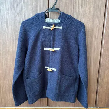 네이비 더플 코트 후드 부착