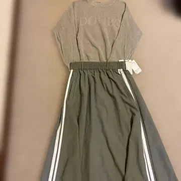 새상품!mylanka 그레이 메쉬 니트 스커트 셋업