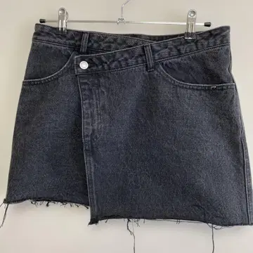 US 코튼 데님 랩 미니 스커트