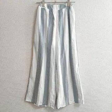 새상품급 s0672 [아줄바이마우지] 스트라이프 와이드 팬츠 크롭 기장