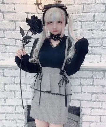 MARS 하트 버클 골지 니트 상의 블랙