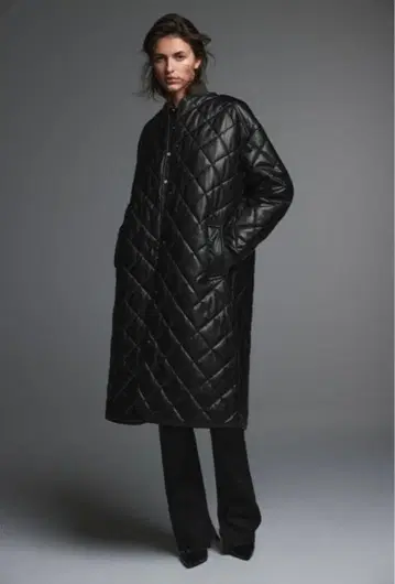 ZARA 자라 퀼팅 인조 가죽 코트