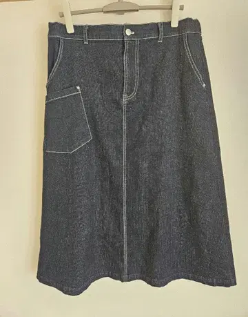 에코로 화이트 스티치 사다리꼴 데님 스커트 LL 사이즈