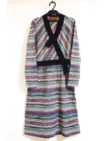 미쏘니 MISSONI 온워드 지그재그 멀티 니트 원피스 40