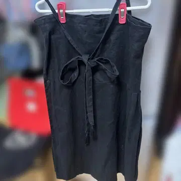 린넨 100% 블랙 랩 스커트