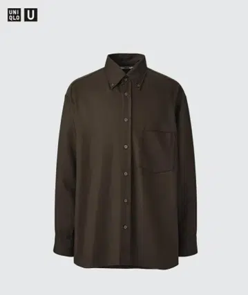 미사용 새상품 유니클로 U 드레이프 셔츠 M 다크 브라운