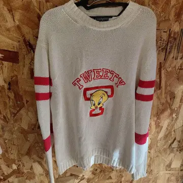 90s 오버 사이즈 Tweety Bird 니트 스웨터 M 사이즈