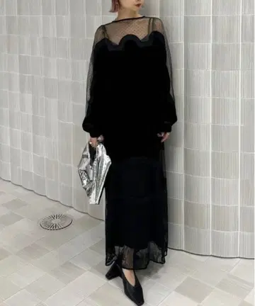 Ameri Vintage WAVE SWITCH SHEER DRESS